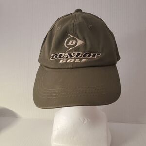 Dunlop Golf Olive Green Button Top Adjustable Strap Cotton Ballcap Signatures